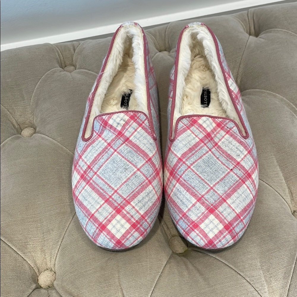 Talbots Pink /Gray Plaid Women's Slippers, New without tags